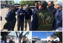Lorenzo Beccaría y Marcela Cortiellas Córdoba junto a los trabajadores