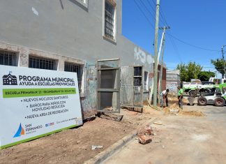 El Municipio de San Fernando renueva las veredas de la Escuela N° 21