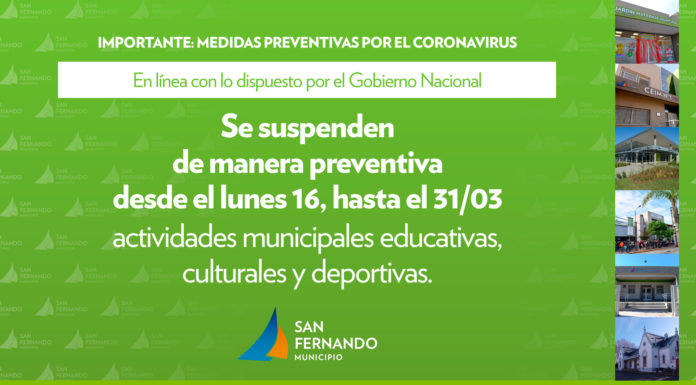 Coronavirus: San Fernando suspende preventivamente sus Polideportivos y Centros Educativos y Culturales