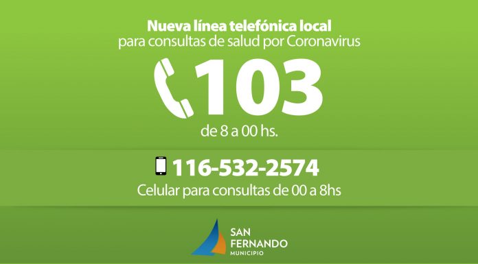 En San Fernando ya hay una linea para consultas por Coronavirus