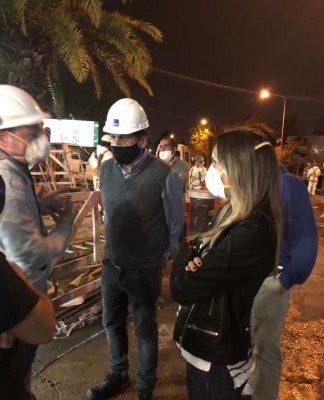 Malena Galmarini estuvo presente en la obra de reparación de grandes conductos que AySA realiza en Pacheco, Tigre