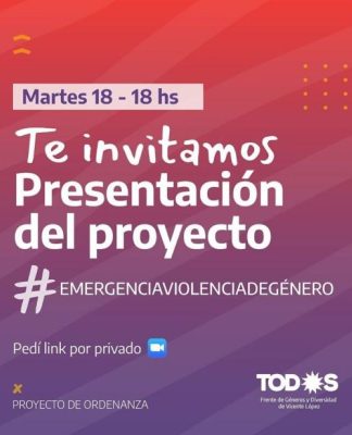 Vicente López: hoy presentarán Proyecto de Ordenanza para declarar la emergencia social por aumento de casos de violencia de género