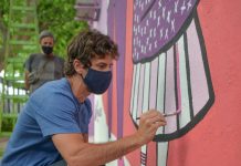 San Fernando: Juan Andreotti y Malena Galmarini presentaron un mural para concientizar sobre la violencia hacia la mujer