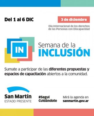 San Martín: celebrarán con actividades virtuales y al aire libre la Semana de la Inclusión