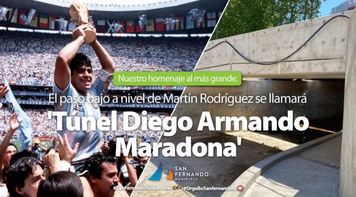 San Fernando: el Túnel de la calle Martín Rodríguez se llamará “Diego A. Maradona”