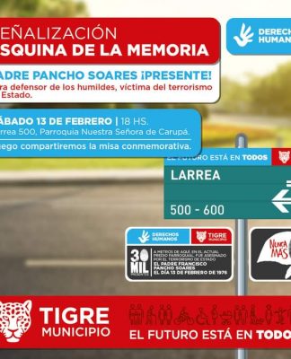 Tigre: señalizarán la ‘Esquina de la Memoria’ en homenaje al Padre Pancho Soares