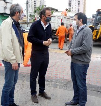 San Martín: Moreira y Katopodis recorrieron las obras de la Av. Presidente Perón