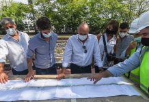 San Fernando: Andreotti recorrió con autoridades de ADIF la obra del nuevo Paseo Aeróbico en la calle Mansilla