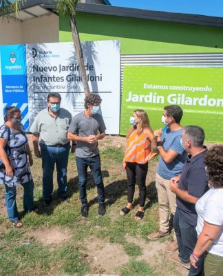 Juan Andreotti recorrió la construcción del nuevo Jardín N°934, el primero del barrio Villa Jardín
