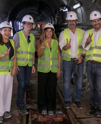 Malena Galmarini recorrió los avances de la obra de Sistema Agua Sur junto a las autoridades de CAF