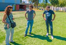 Juan Andreotti recorrió la obra de una nueva cancha sintética de Fútbol 11 en el Polideportivo N°2