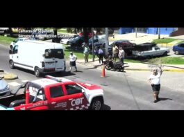 Tigre: las cámaras del COT registraron el choque entre un auto y una moto