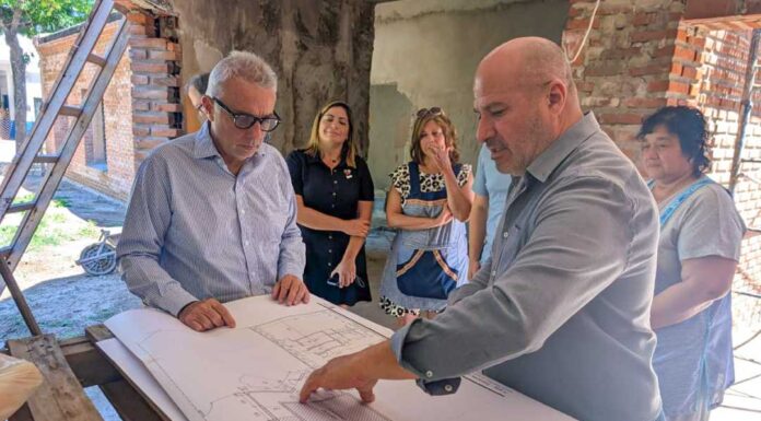 Zamora supervisó los trabajos de ampliación en el Jardín de Infantes N°935 de Troncos del Talar