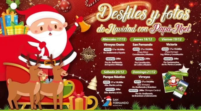 Papá Noel visita a San Fernando con Desfiles de Navidad y fotos en familia