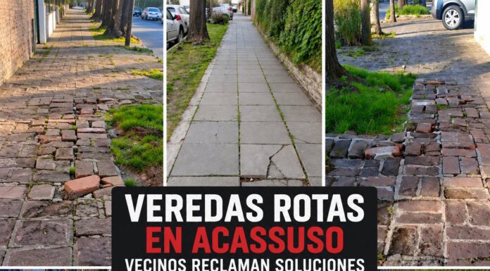 Acassuso: vecinos denuncian veredas destruidas, caídas y meses de reclamos sin respuesta del Municipio